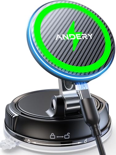 スマホホルダー 車 ワイヤレス充電 マグネット【15W急速充電+真空吸盤の最強コンビ】安定性拔群 車 スマホスタンド【超強磁力】24×N55磁石 Mag-safe 車載 【360°回転な台座×多角度自由調節】カー用品 車載スマホホルダー LEDライト マグセーフ 車載 充電器 片手操作 1秒で着脱 車用品 携帯ホルダー 折りたたみ式 高級合金素材 iPhone&Android多機種と多車種が対応